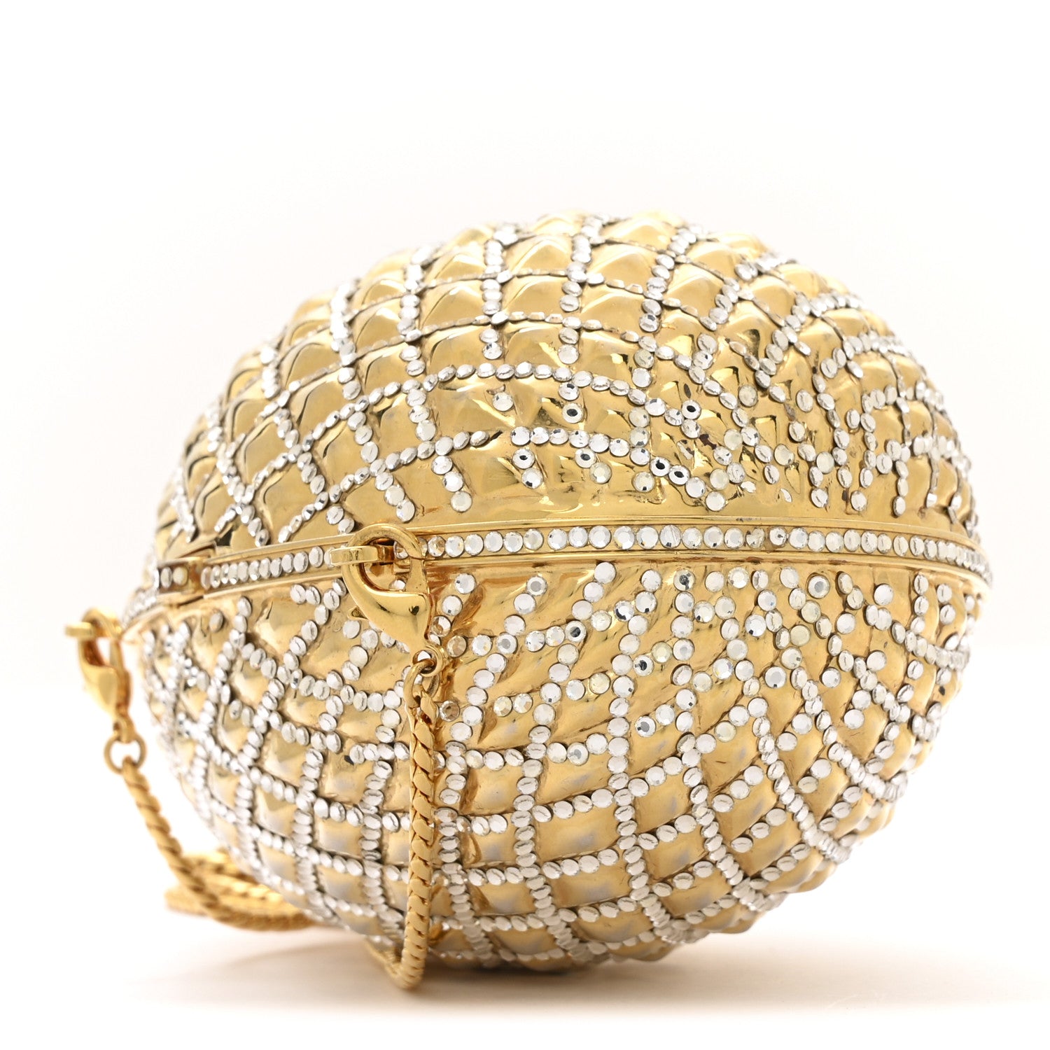 Crystal Egg Minaudiere Clutch Gold