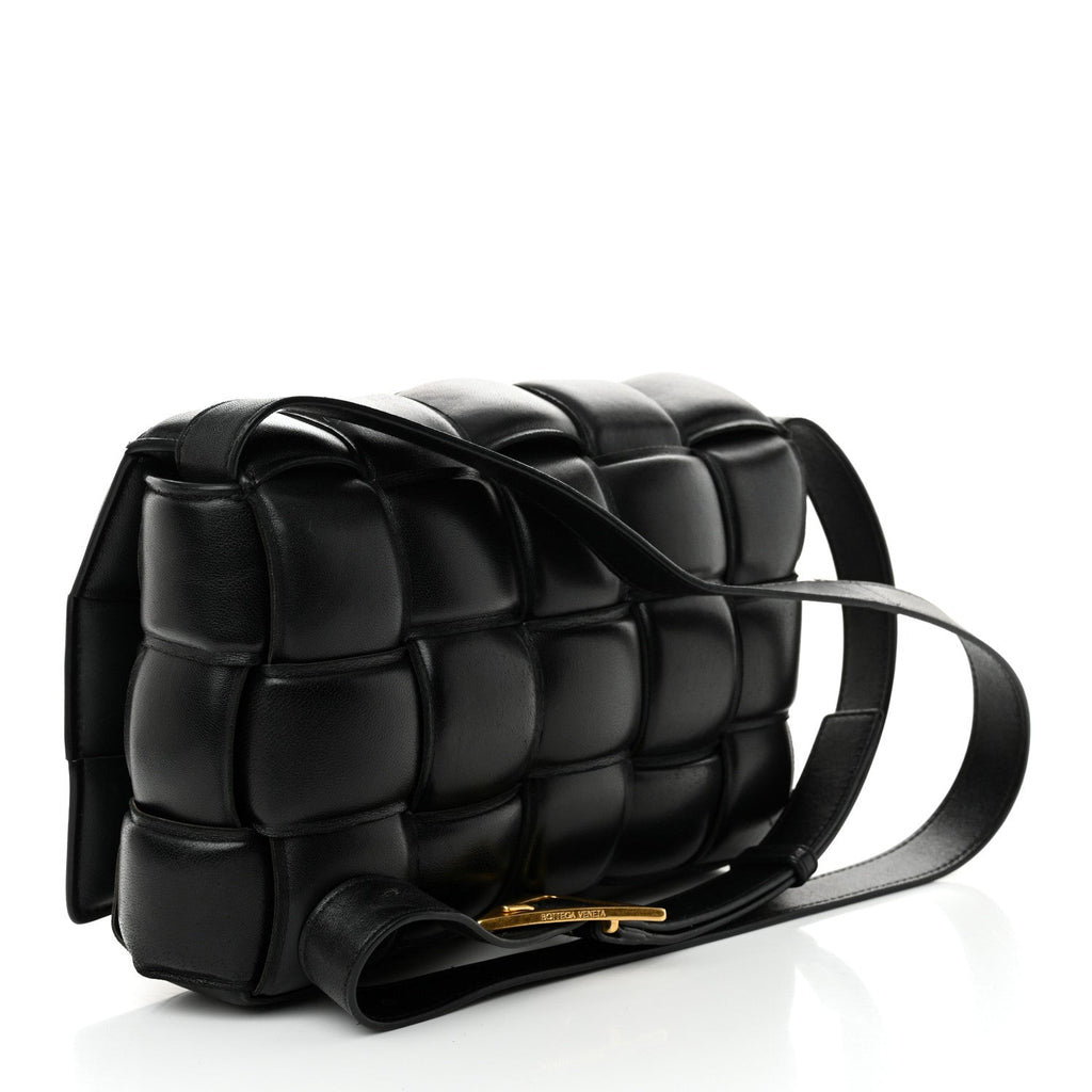 Nappa Maxi Intreccio Padded Cassette Crossbody Bag Black