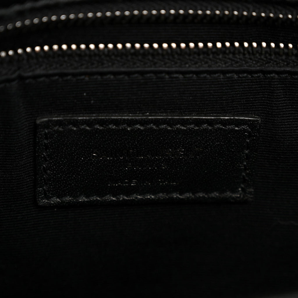 Crinkled Calfskin Monogram Medium Niki Chain Satchel Black