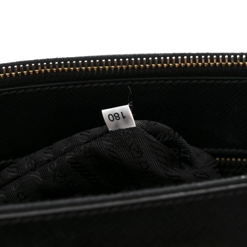 Saffiano Lux Medium Galleria Double Zip Black Black