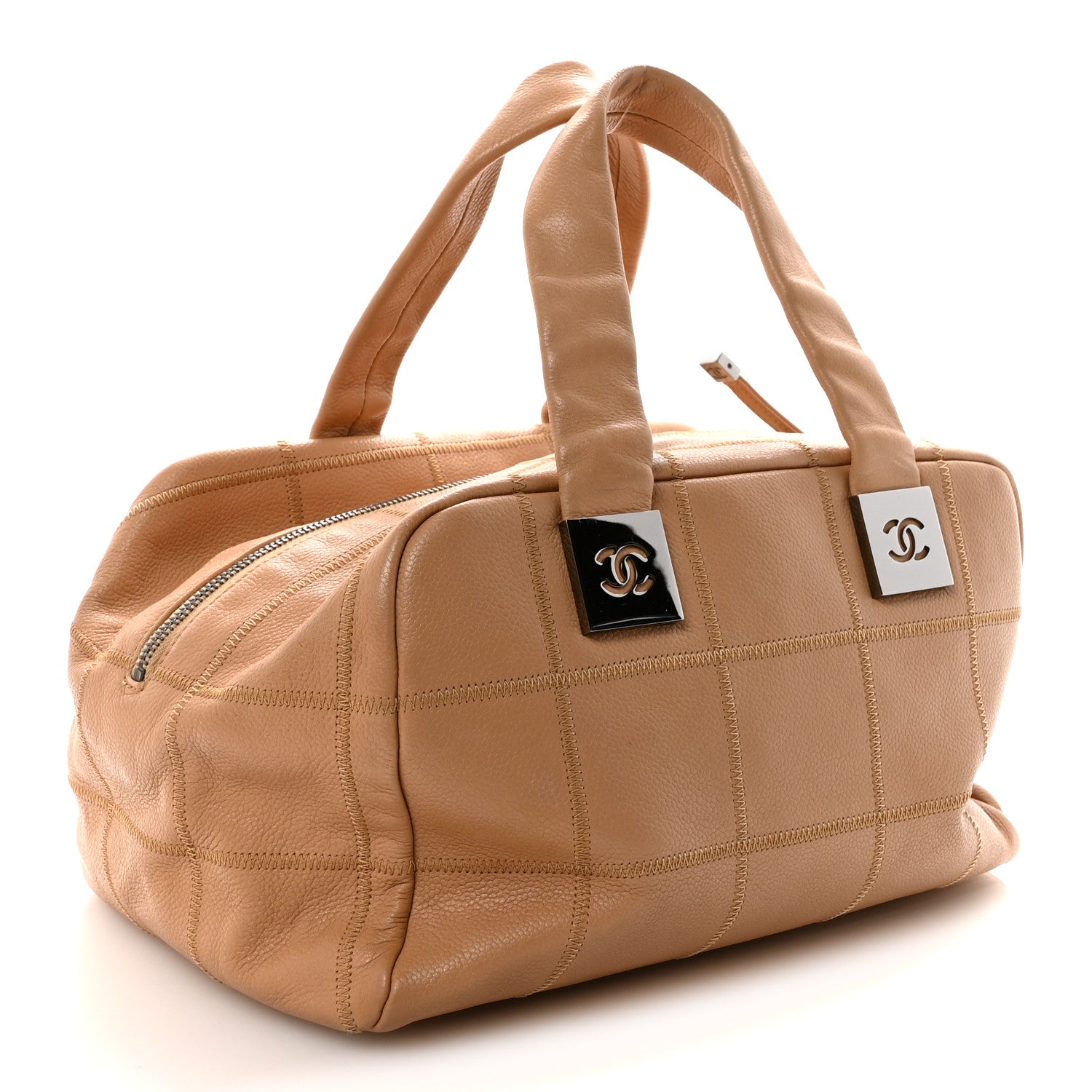 Caviar Square Stitched Bowler Beige