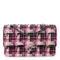 Tweed Quilted Medium Double Flap Pink Black