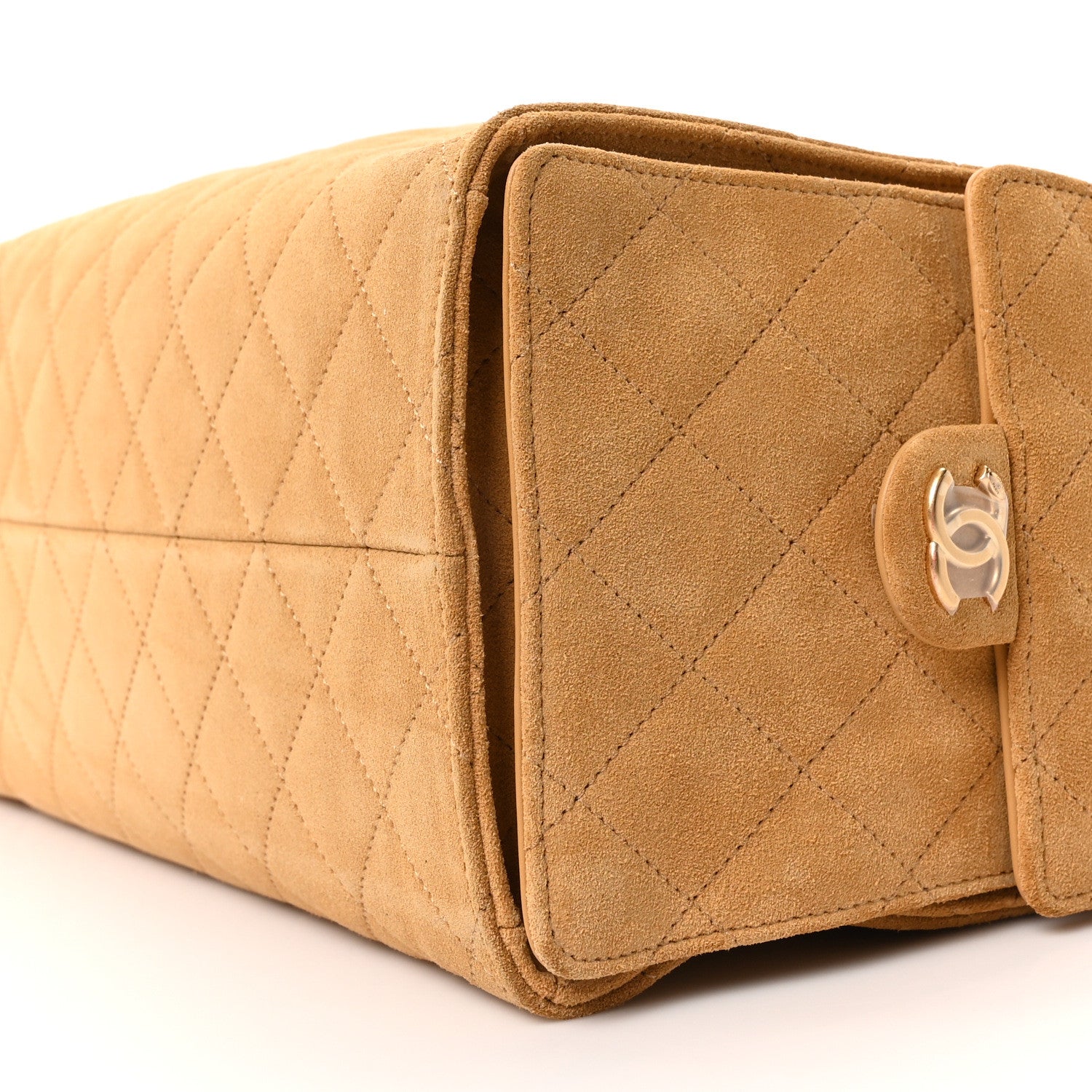 Suede Quilted Medium Chanel 25 Handbag Beige