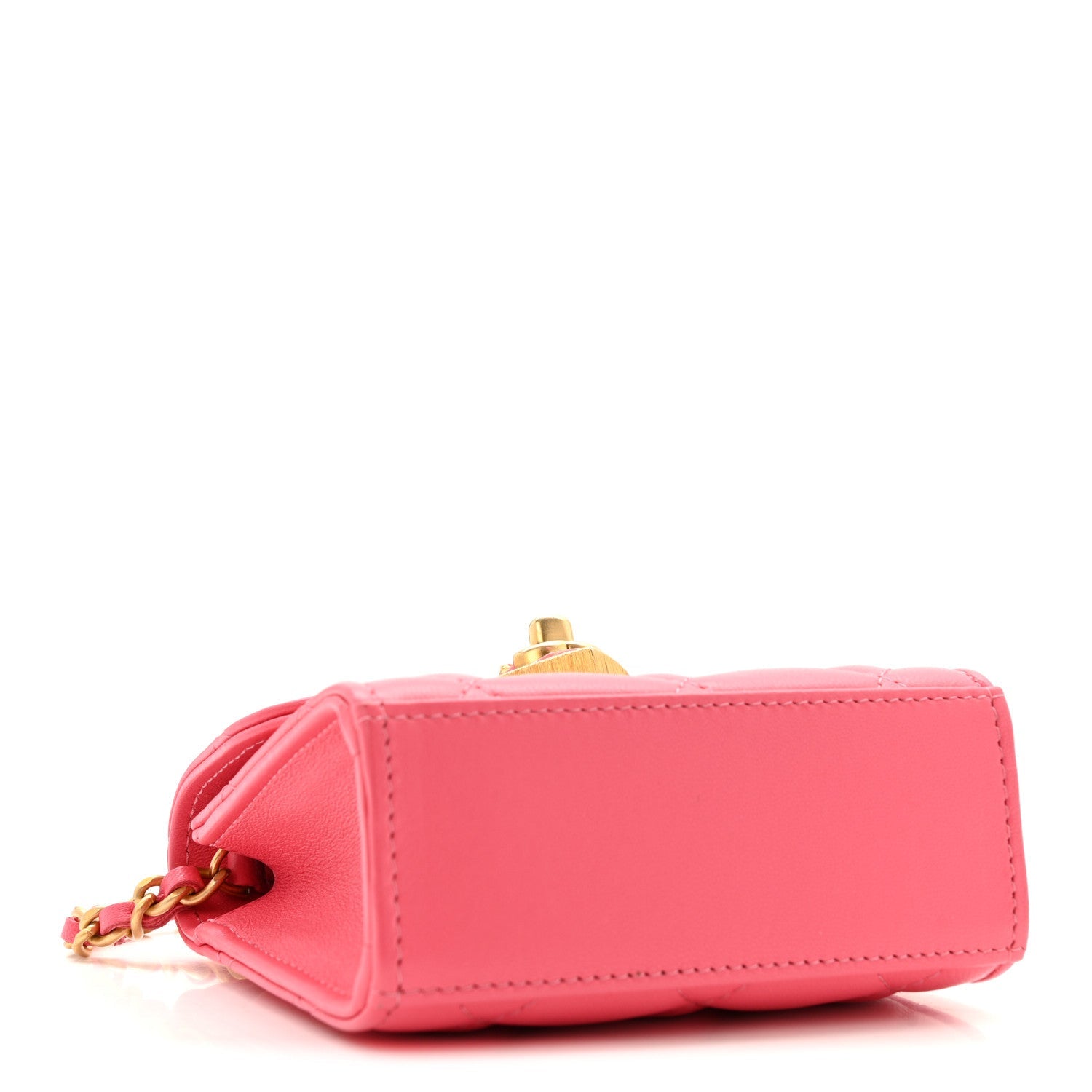 Lambskin Plexiglass Quilted Coco Love Clutch With Chain Pink