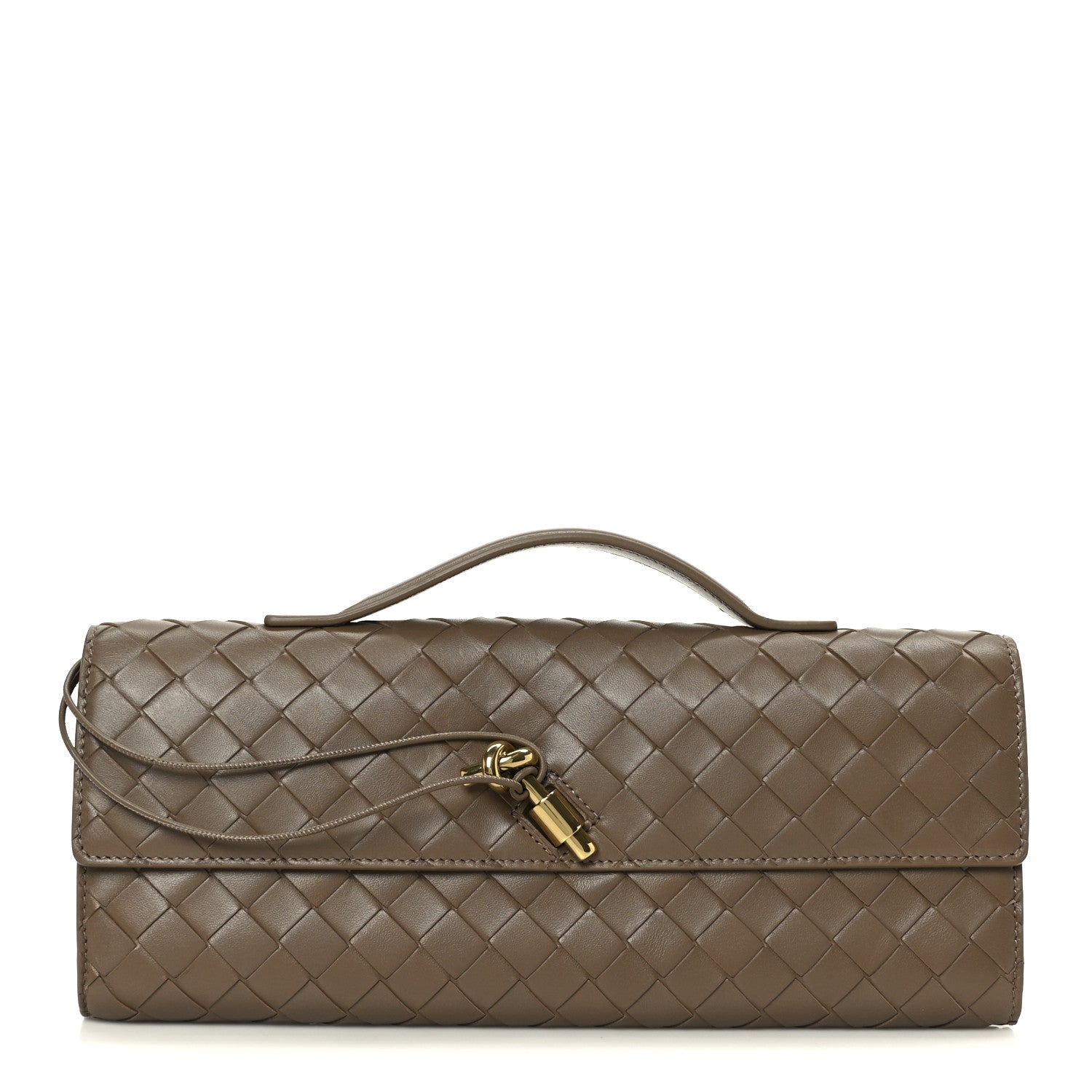 Nappa Intrecciato Long Andiamo Top Handle Clutch Pinecone