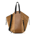 Calfskin Suede Hammock Shoulder Bag Oak Dark Gold Black