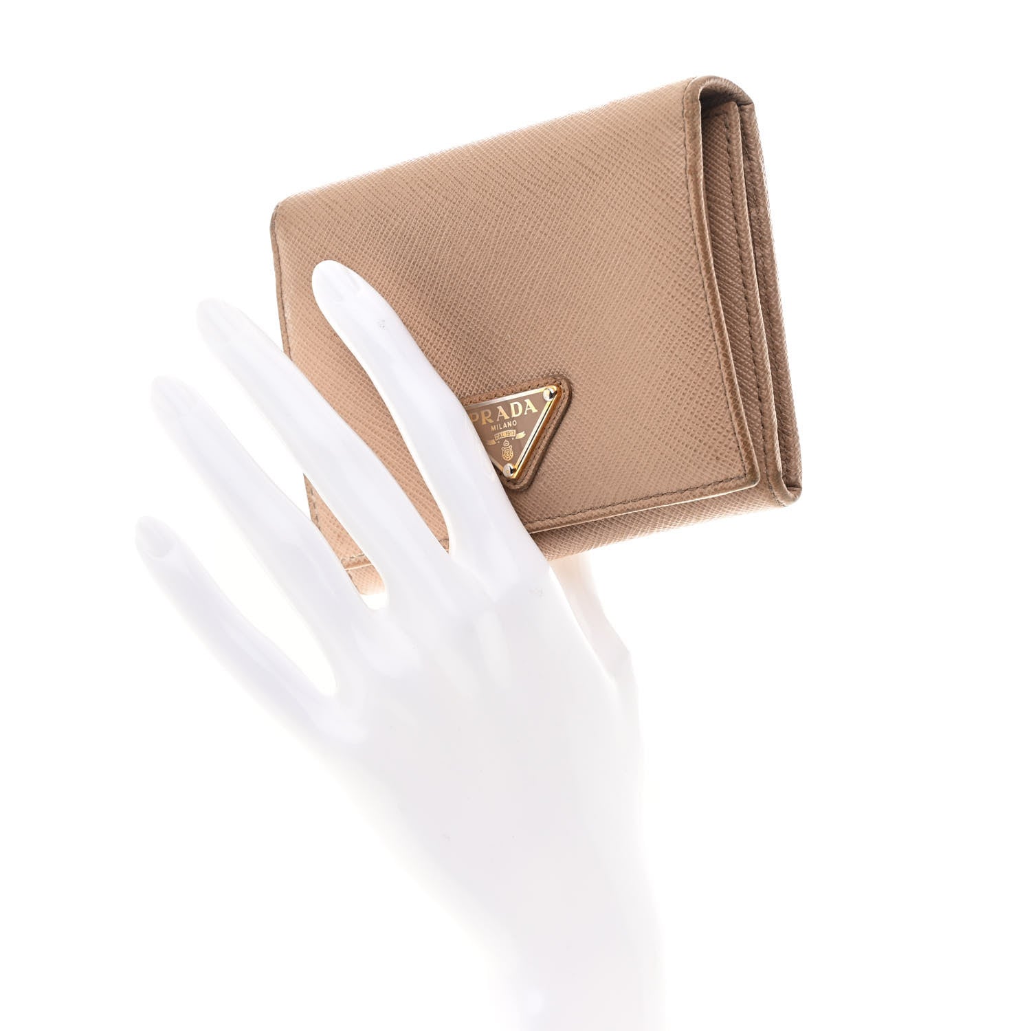 Saffiano Metal Tri-Fold Wallet Cammeo