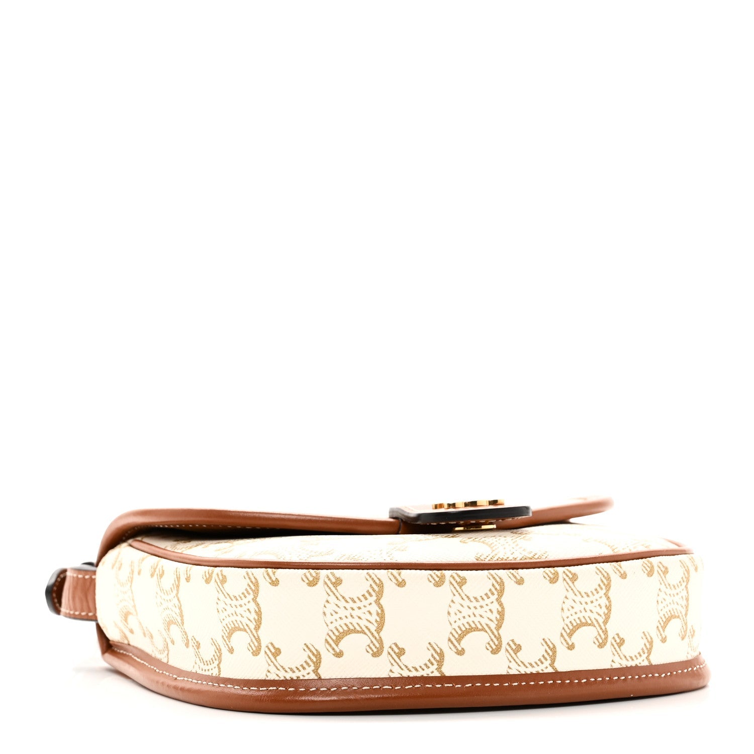 Triomphe Canvas Calfskin Mini Besace Bag White