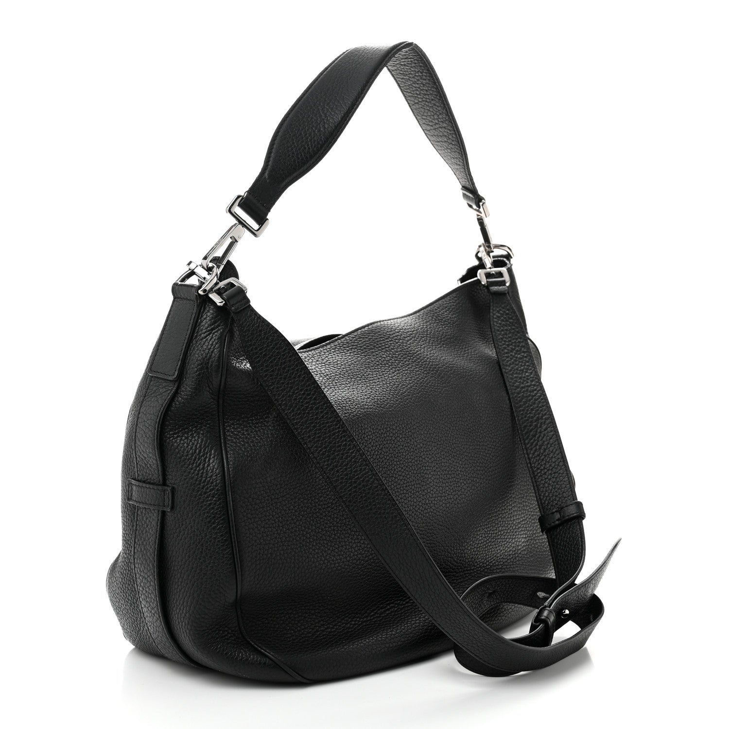 Grained Calfskin Saddle Soft Bag Black