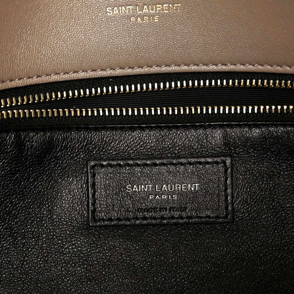 Lambskin Quilted Sade Puffer Envelope Clutch  Taupe