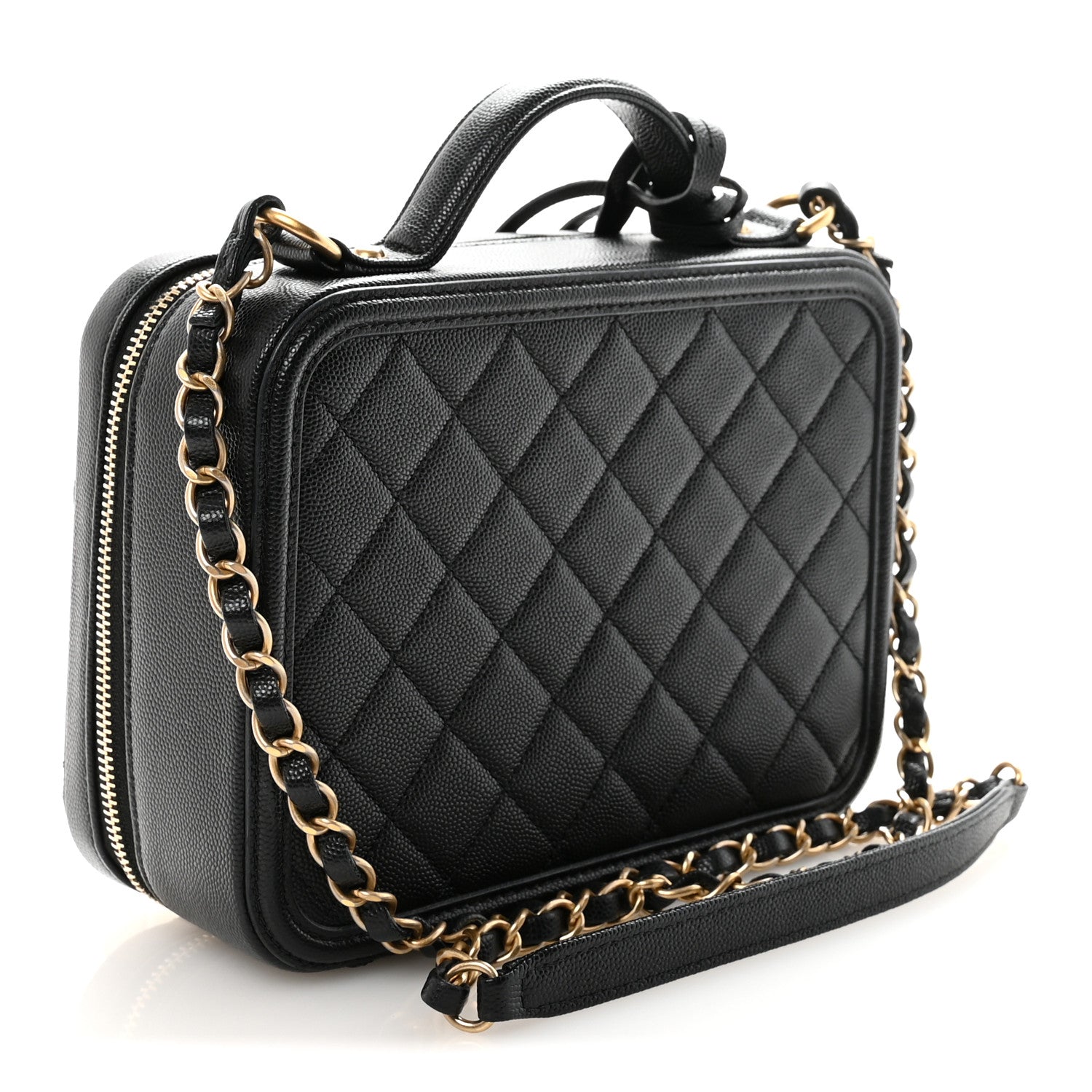 Caviar Quilted Medium CC Filigree Vanity Case Black