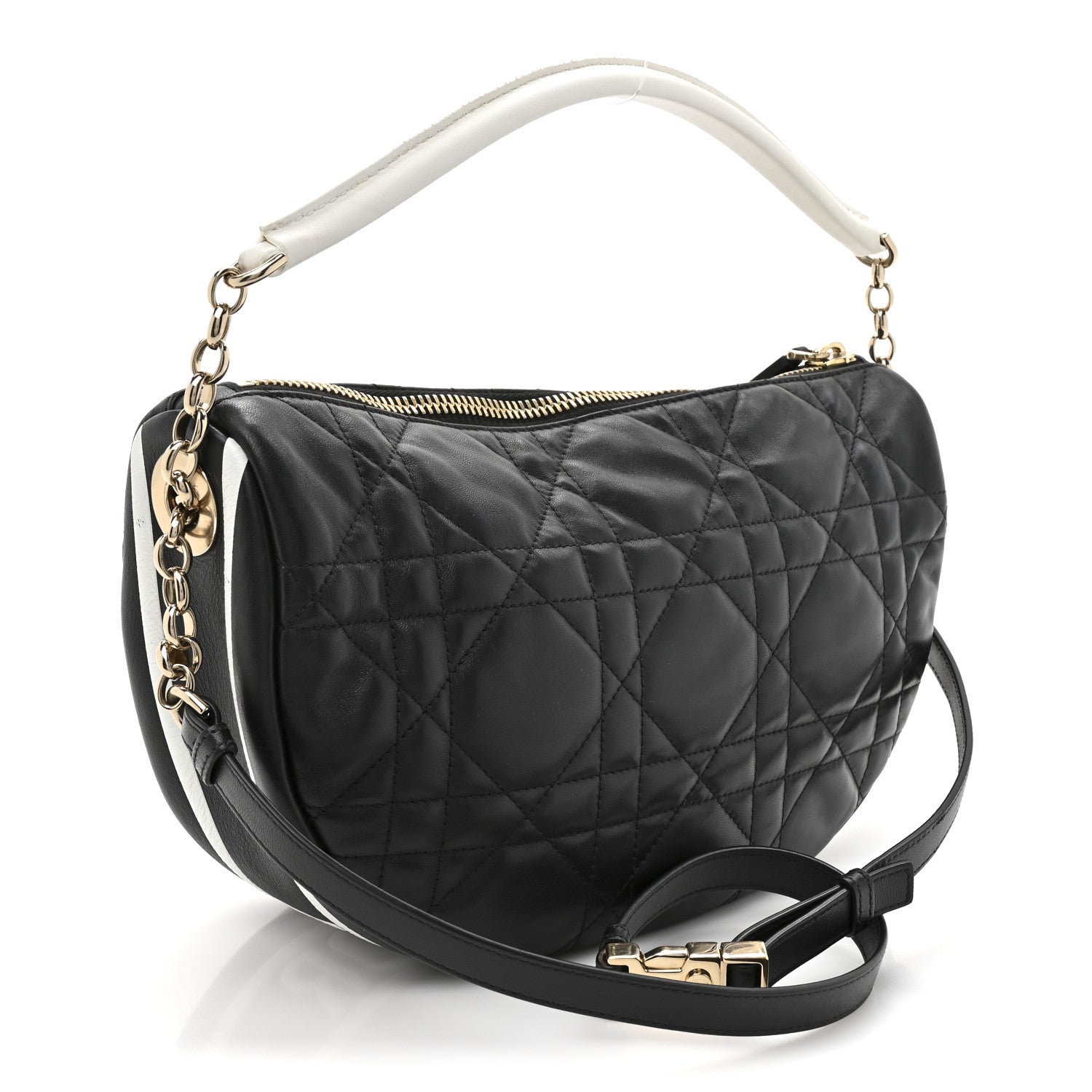Lambskin Cannage Medium Dior Vibe Hobo Bag Black