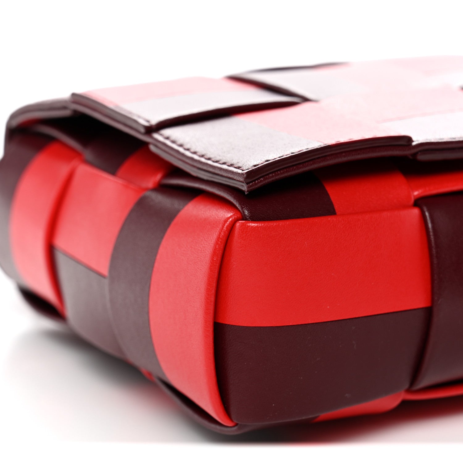 Nappa Maxi Intrecciato Cassette Crossbody Bag Barolo Bright Red