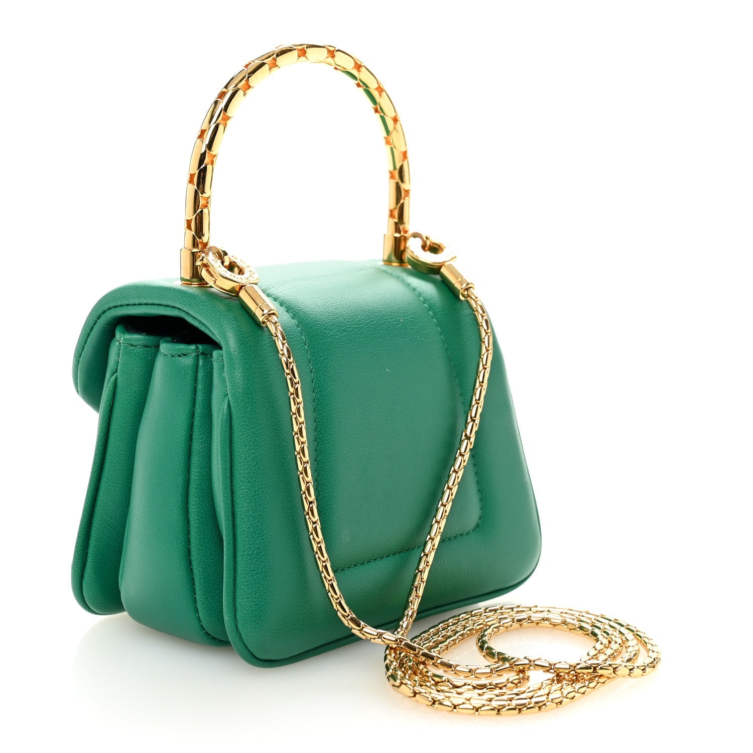 Calfskin Micro Serpenti Reverse Top Handle Emerald Green