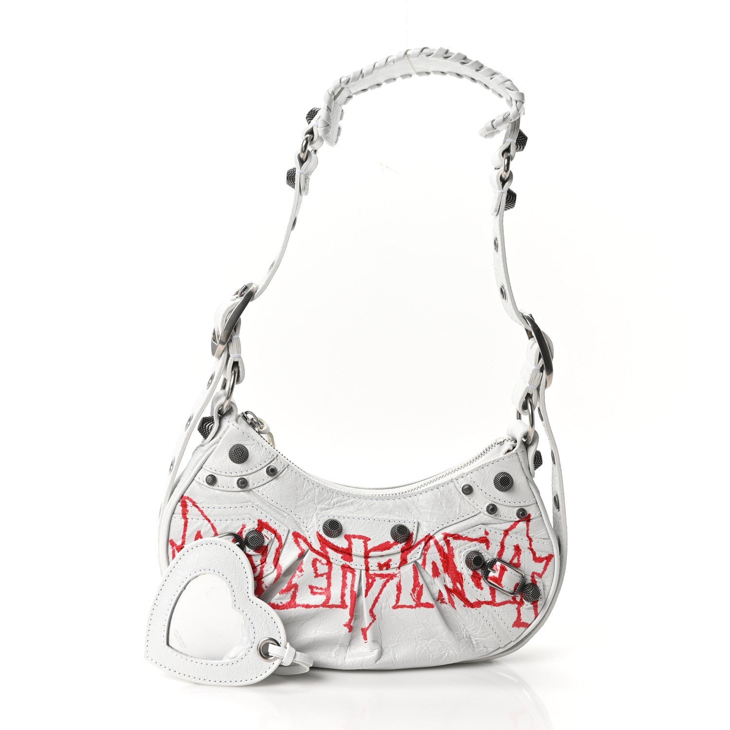Agneau Arena Lunar New Year Graffiti Logo Le Cagole Shoulder Bag XS Optic White