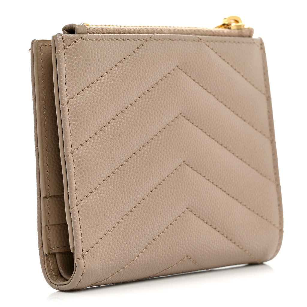 Grain De Poudre Matelasse Chevron Monogram Zipped  Case Dark Beige