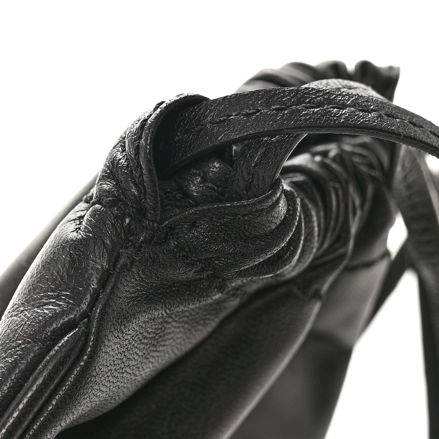 Calfskin Rockstud Drawstring Pouch Black