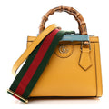 Textured Dollar Calfskin Web Mini Diana Tote Bag Yellow Dusty Azure