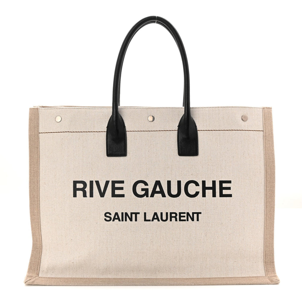 Linen Calfskin Rive Gauche Tote Greggio Natural