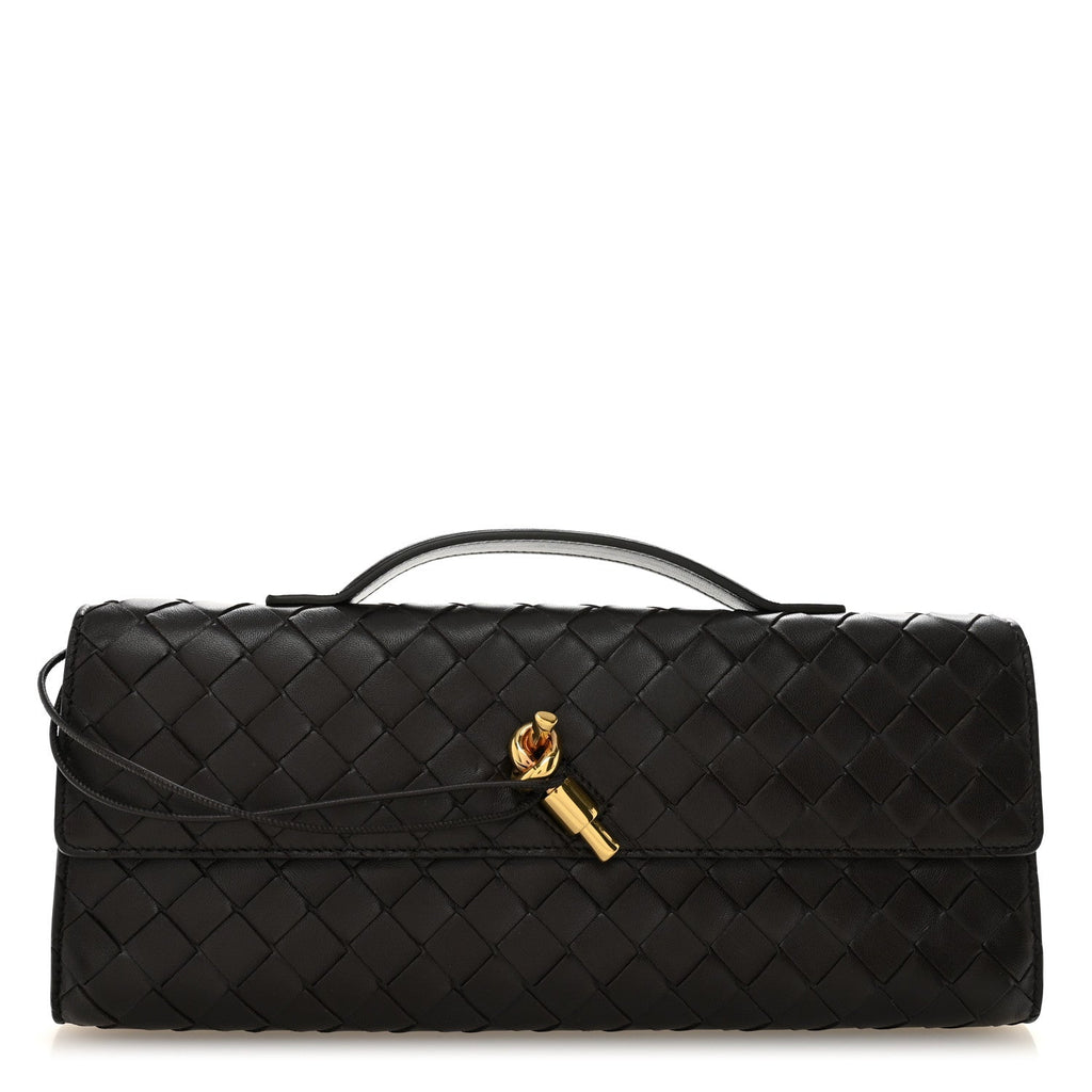 Nappa Intrecciato Long Andiamo Top Handle Clutch Fondant