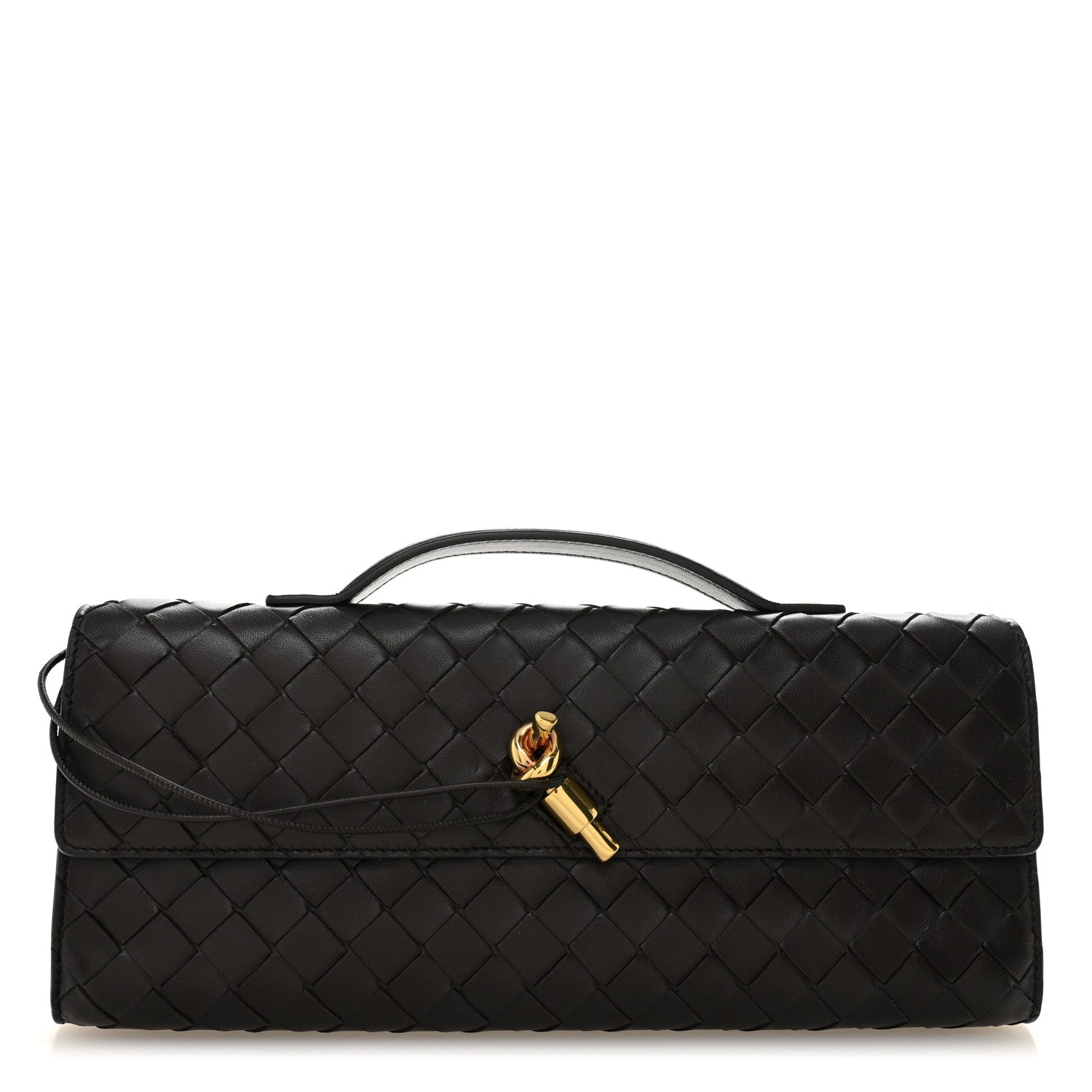 Nappa Intrecciato Long Andiamo Top Handle Clutch Fondant