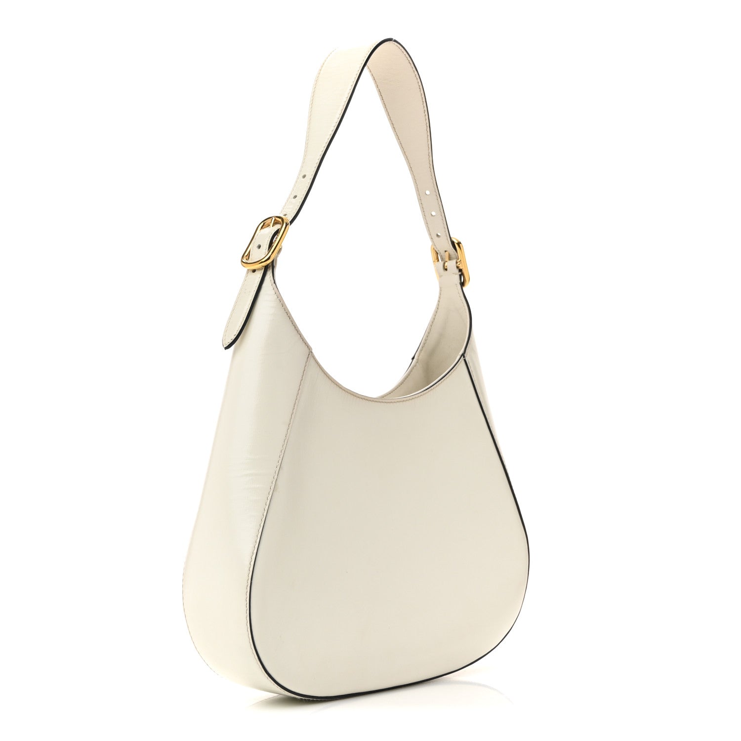 Brushed Calfskin Cleo Adjustable Strap Shoulder Bag White