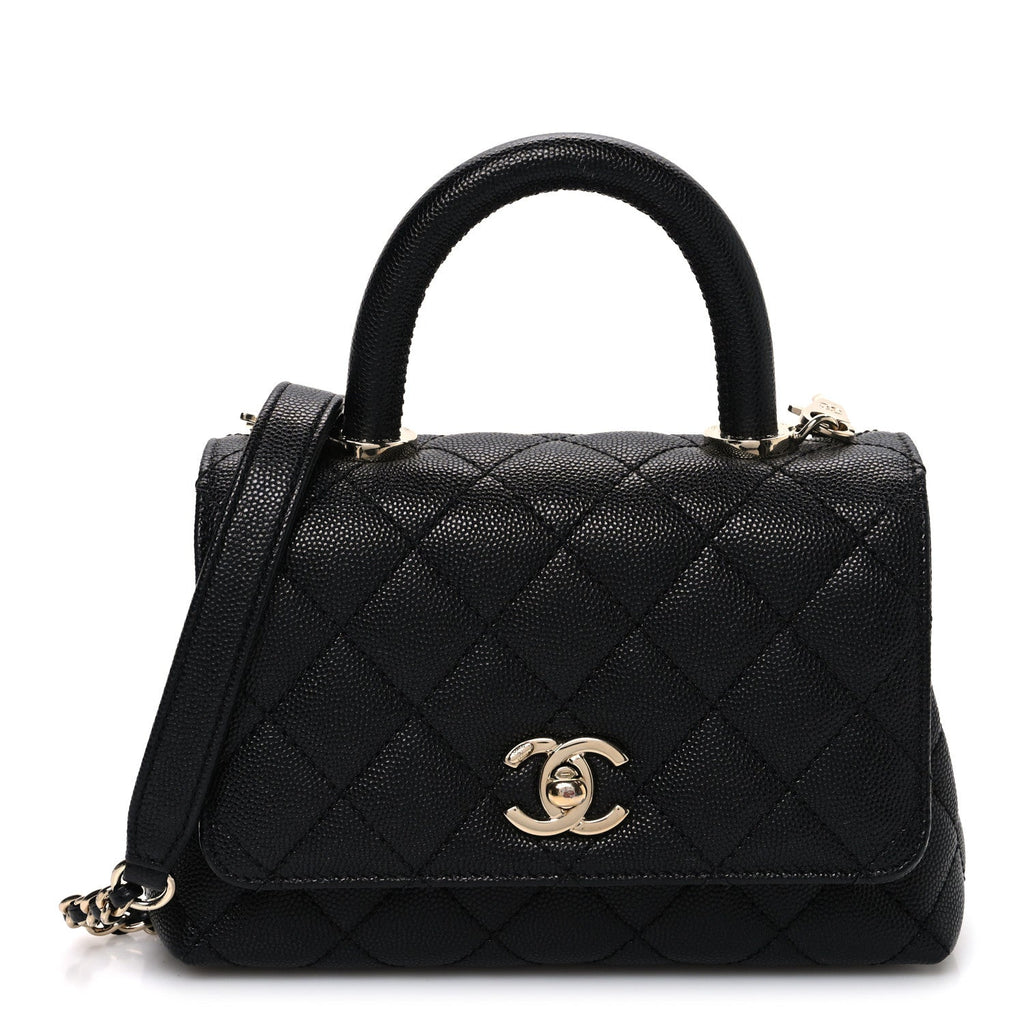Caviar Quilted Extra Mini Coco Handle Flap Black