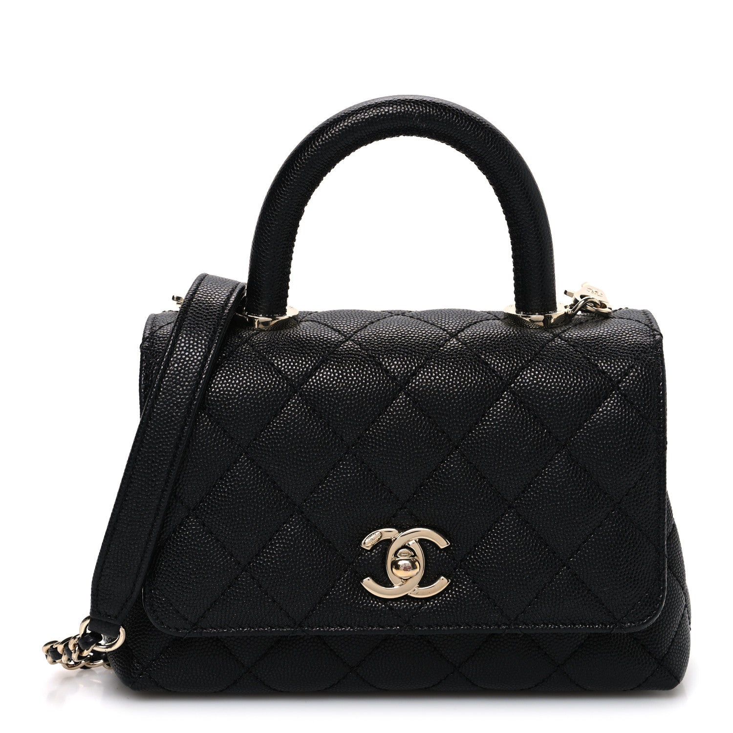 Caviar Quilted Extra Mini Coco Handle Flap Black