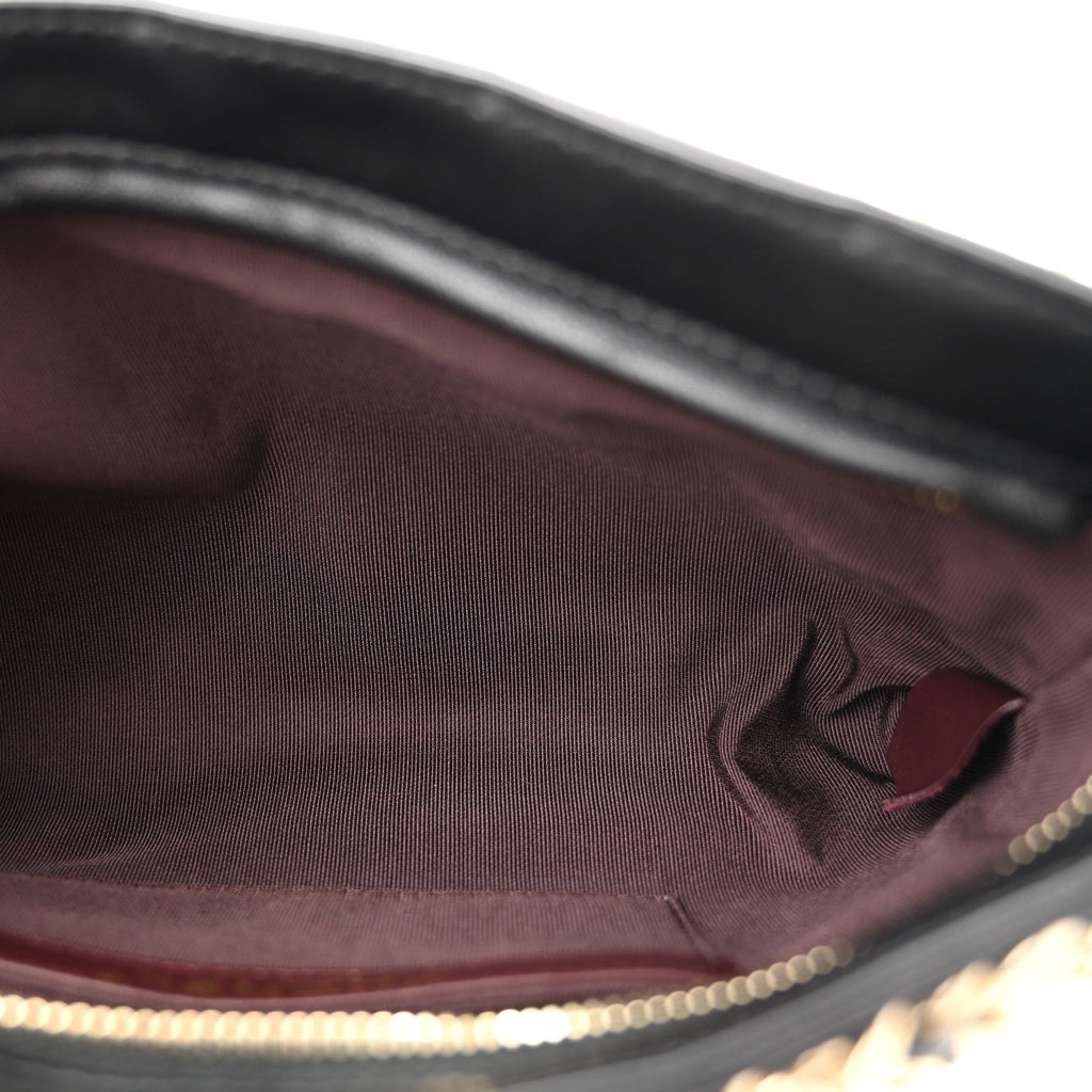 Lambskin Chain Frame Shoulder Bag Black