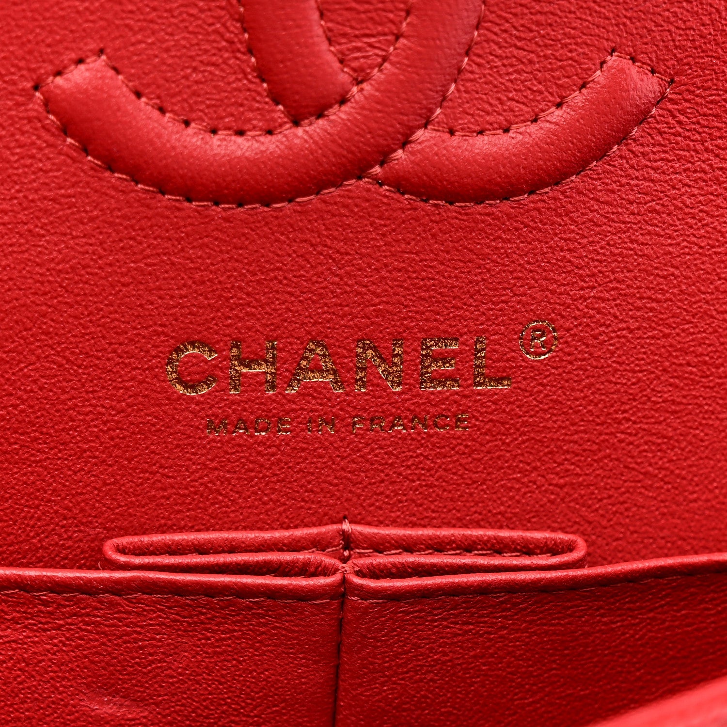 Caviar Chevron Quilted Small Double Flap Red