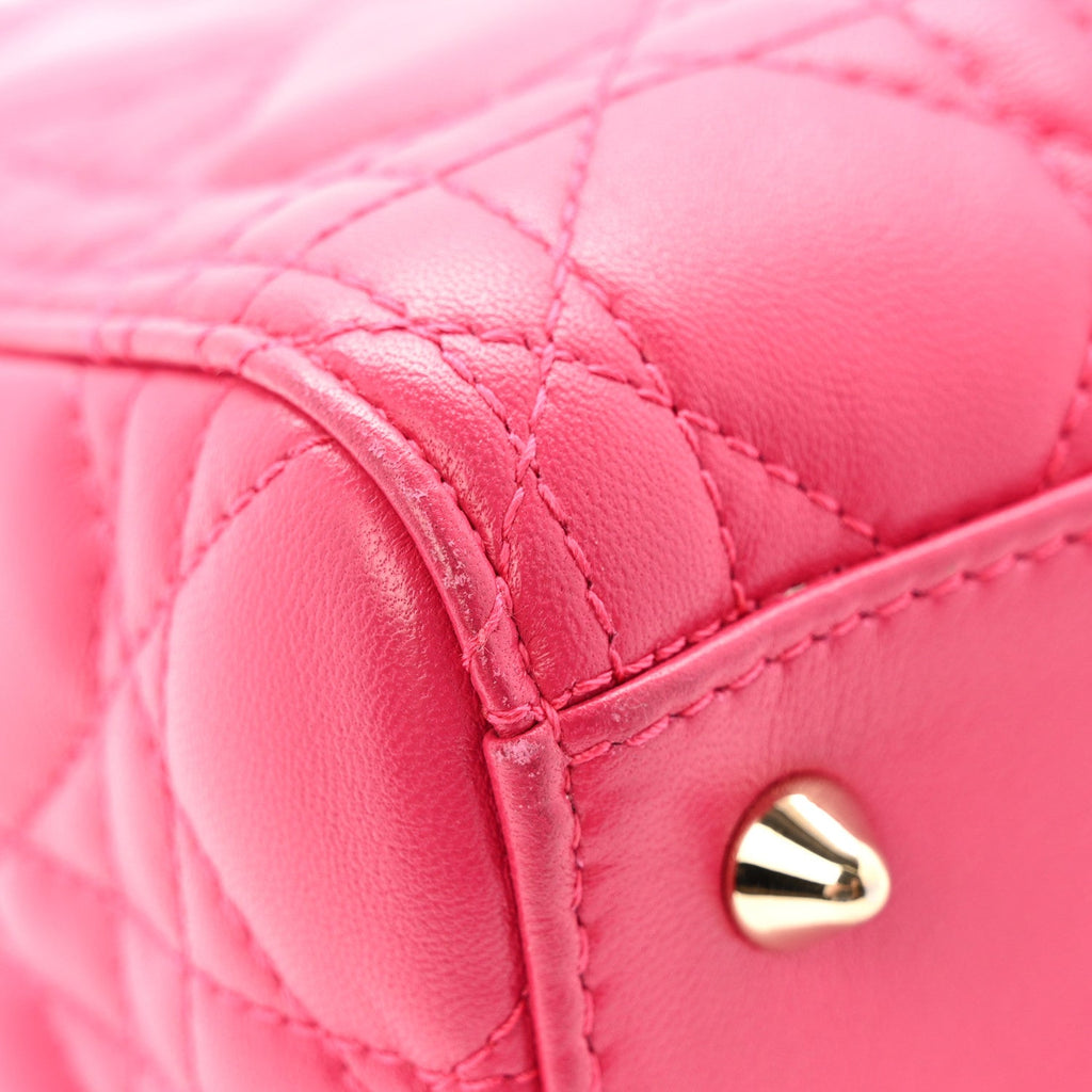 Lambskin Cannage Medium Lady Dior Fuchsia