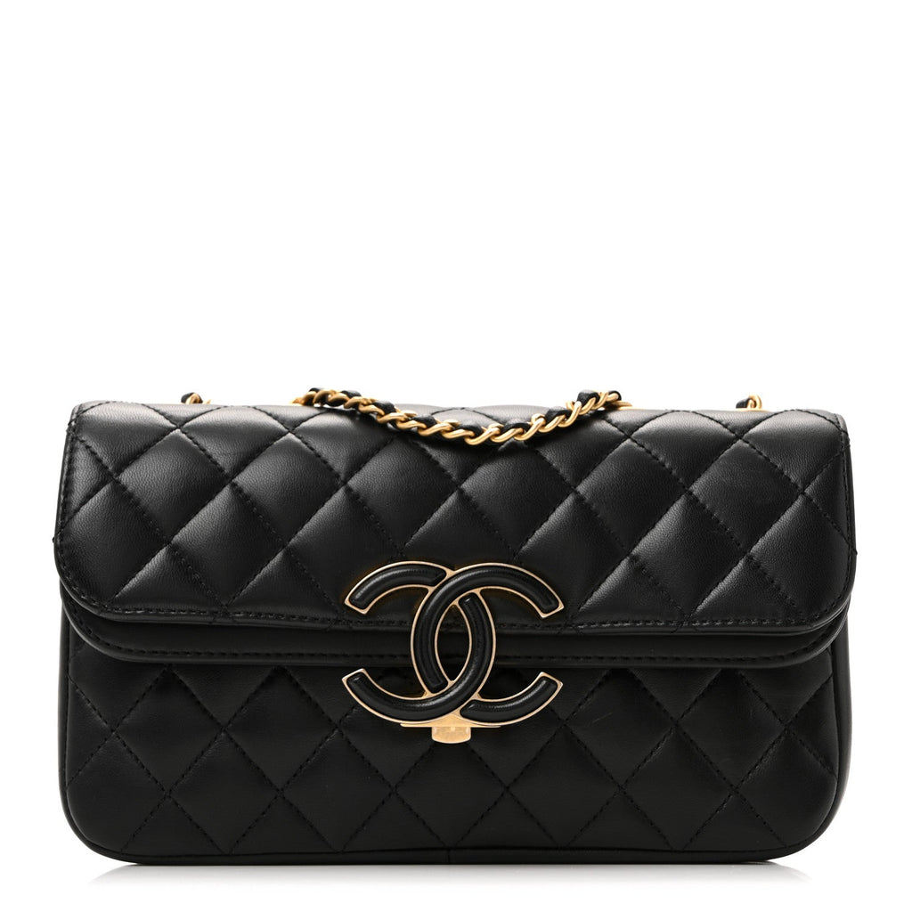 Lambskin Quilted Small CC Chic Flap Black