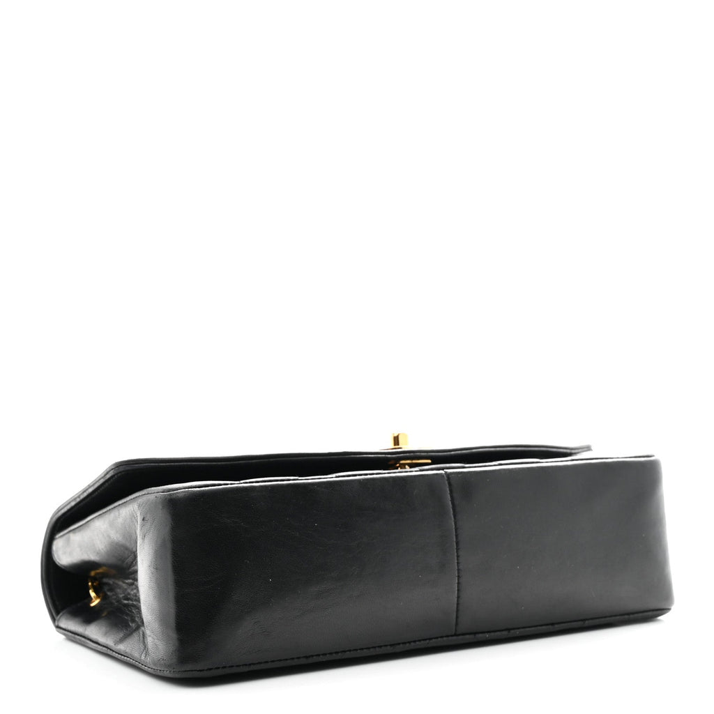Lambskin Quilted Medium Single Flap Black