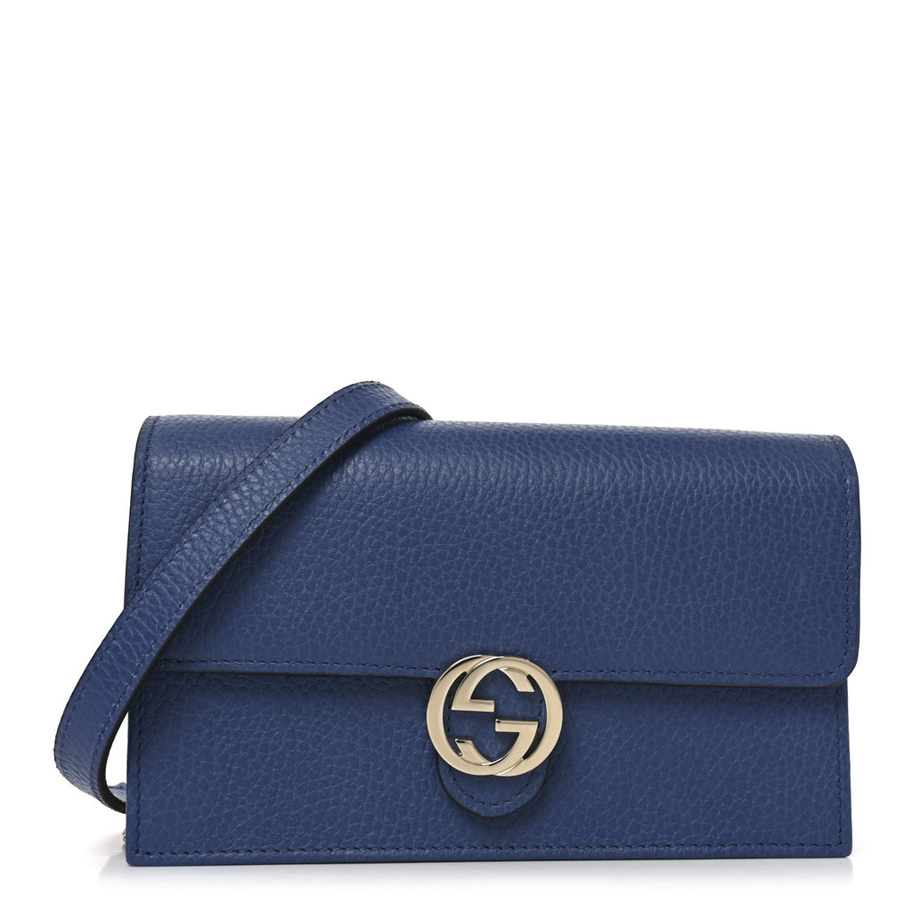 Dollar Calfskin Interlocking G Chain Wallet Caspian