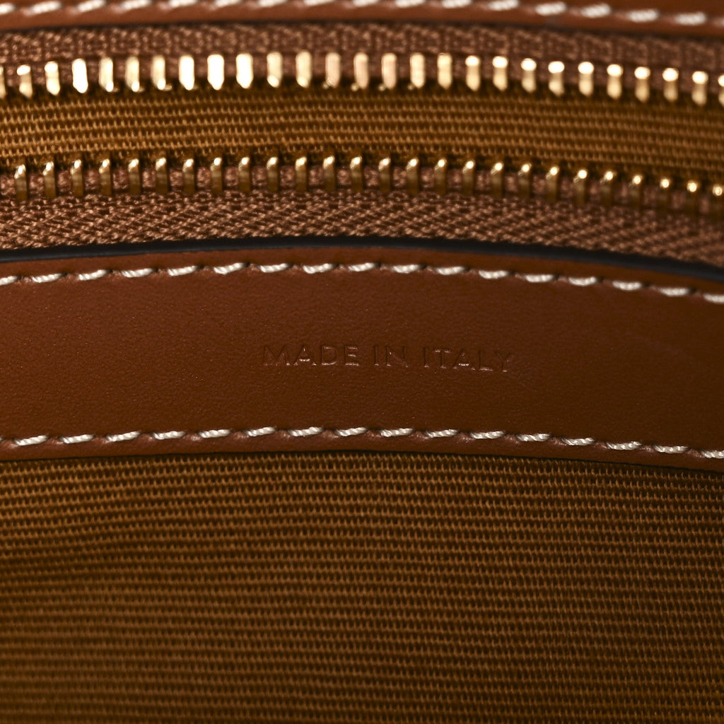 Triomphe Canvas Calfskin Medium Boston Bag Tan