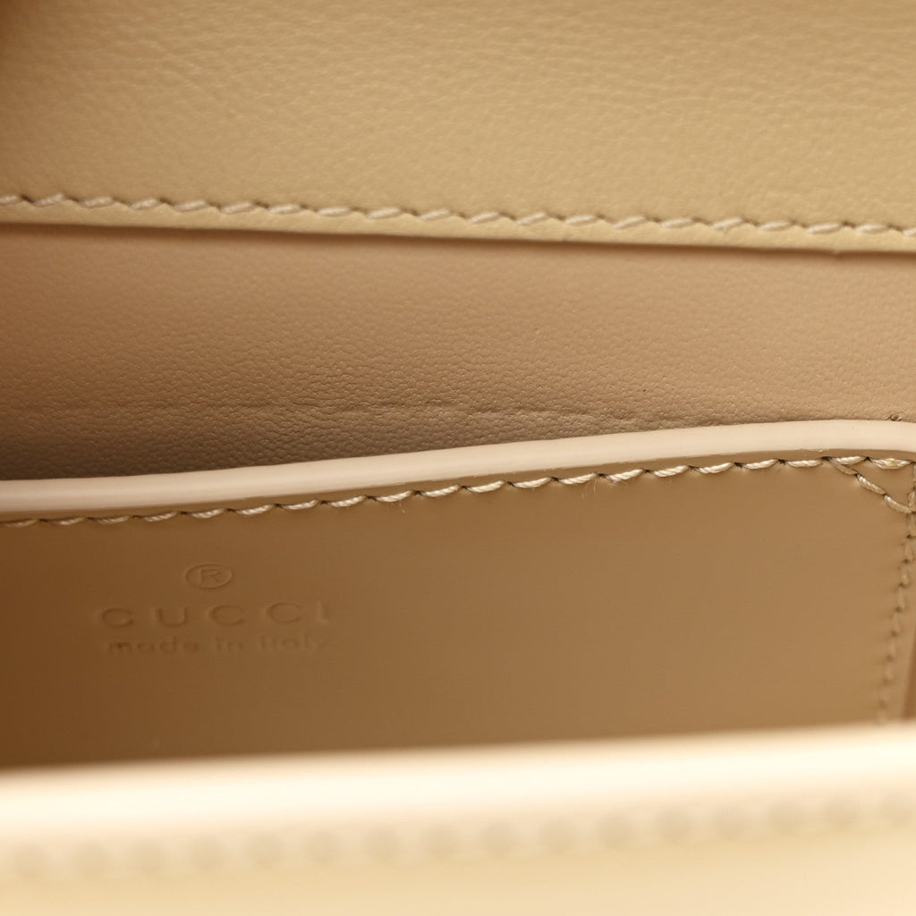Patent Calfskin GG Half Moon Top Handle Bag Beige