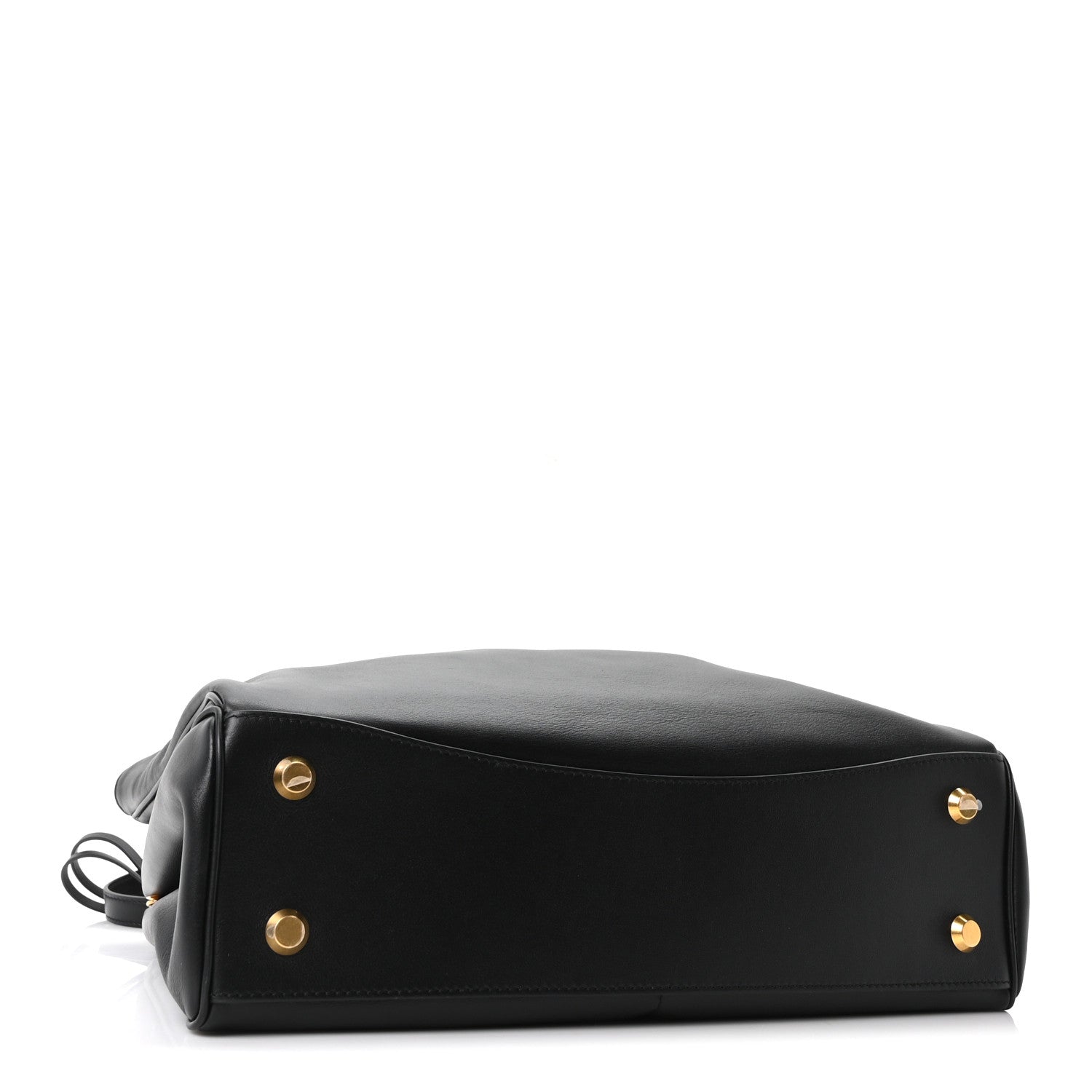 Natural Smooth Calfskin Medium Rodeo Top Handle Handbag Black