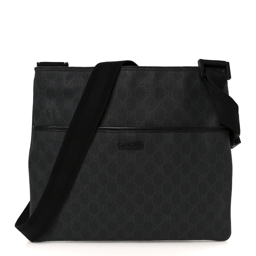 GG Plus Monogram Medium Flat Messenger Bag Black