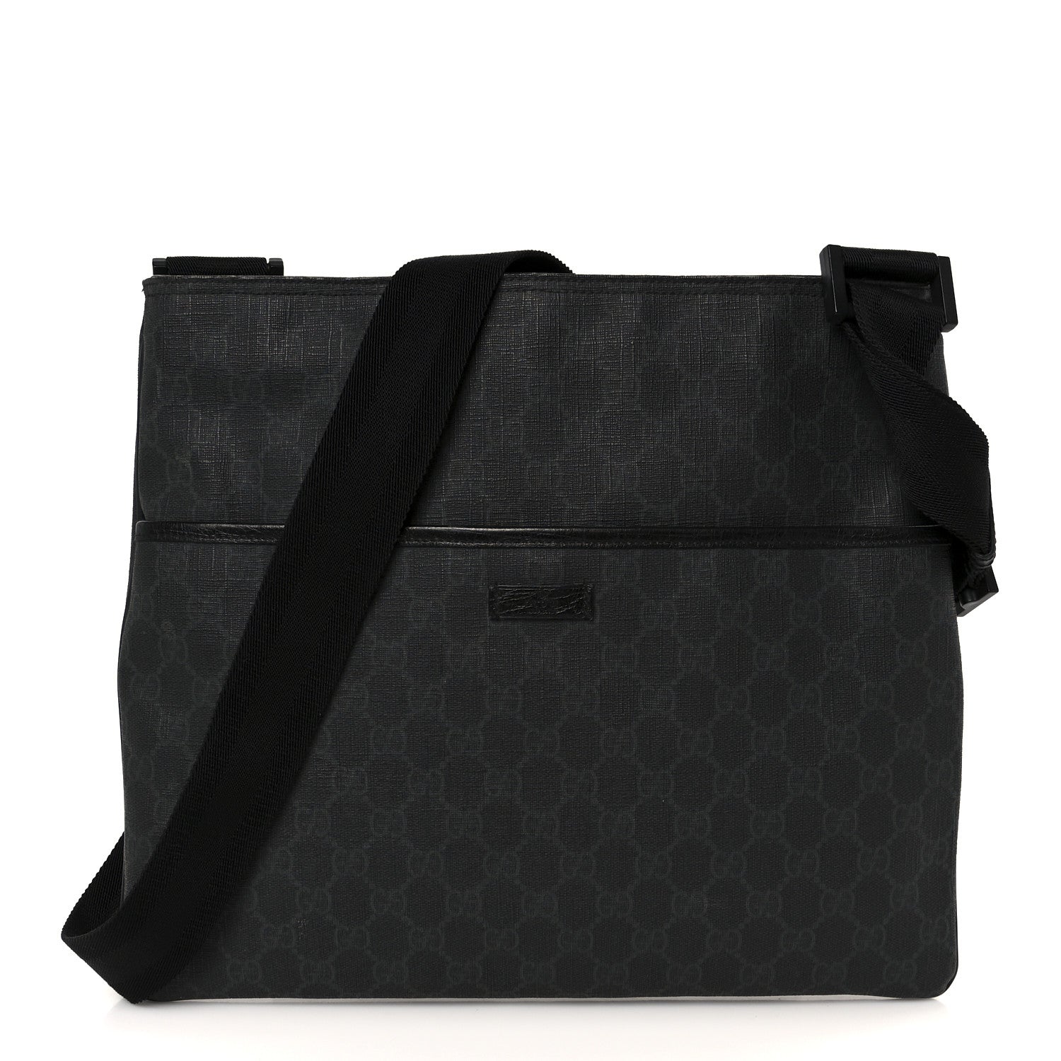 GG Plus Monogram Medium Flat Messenger Bag Black