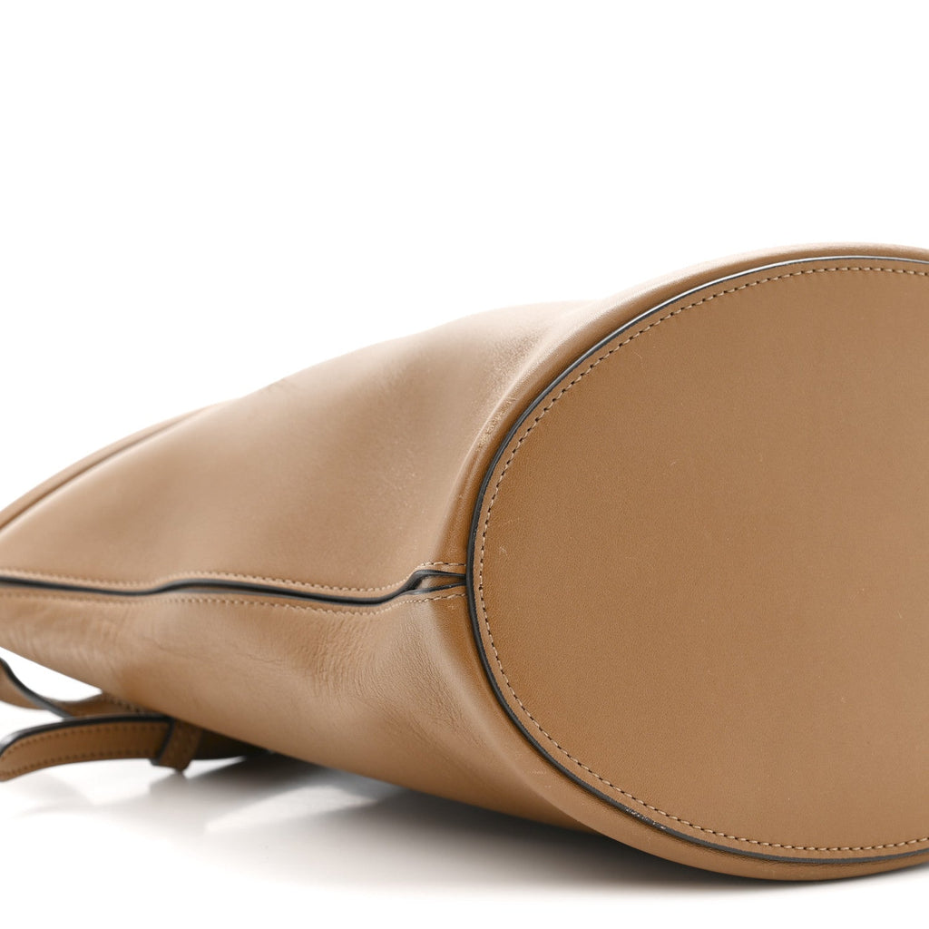 Smooth Calfskin Clasp Bucket Bag Brown
