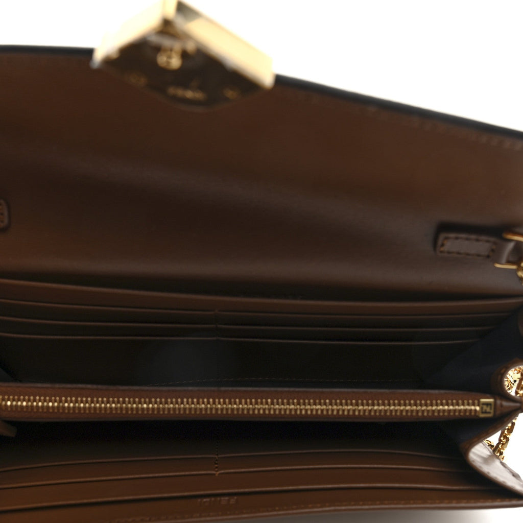 Vitello King Cruise FF Diamonds Continental Envelope Wallet On Chain Gianduia
