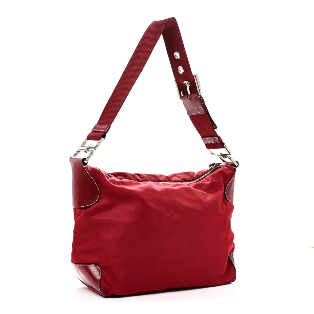 Tessuto Nylon Calfskin Hobo Fuoco