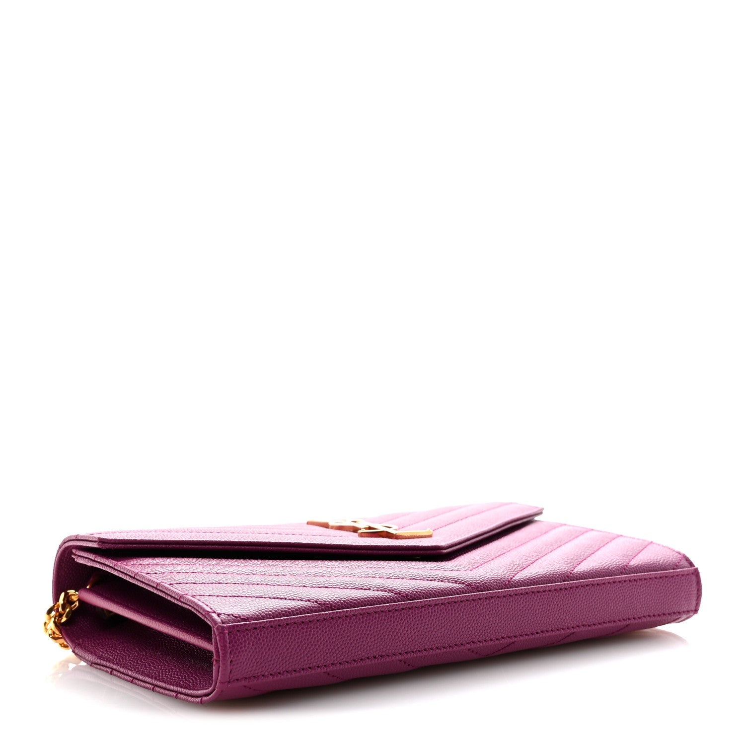 Grain De Poudre Matelasse Chevron Monogram Chain Wallet Dark Grape