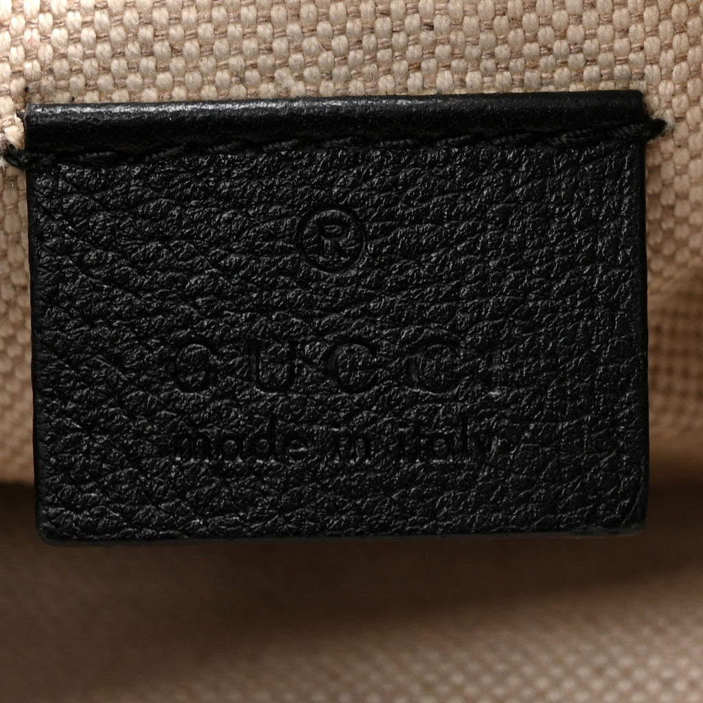 Velvet GG Monogram Textured Calfskin Web Bucket Bag Brown Black