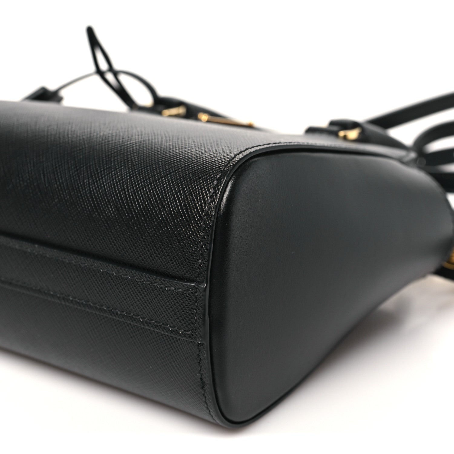 Saffiano Soft Calfskin Mini Zippered Tote Black