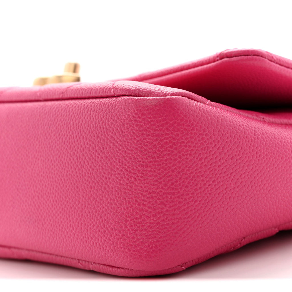 Shiny Caviar Quilted Small Chain Melody Flap Dark Pink