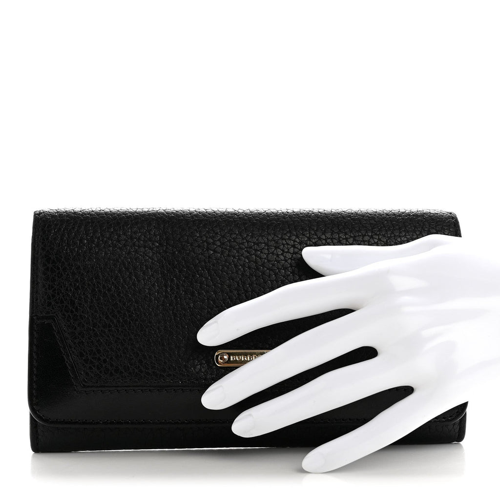 Grain Calfskin Continental Wallet Black