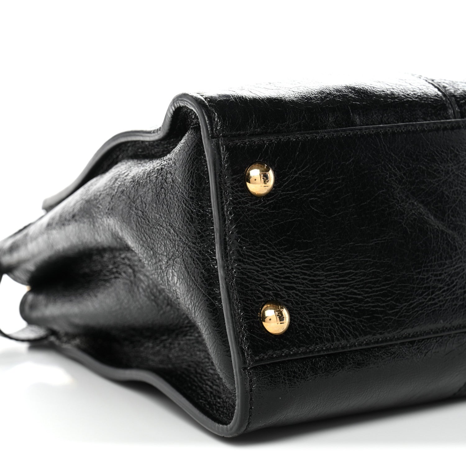 Agnello Old Shine Medium Peekaboo Iconic Satchel Black