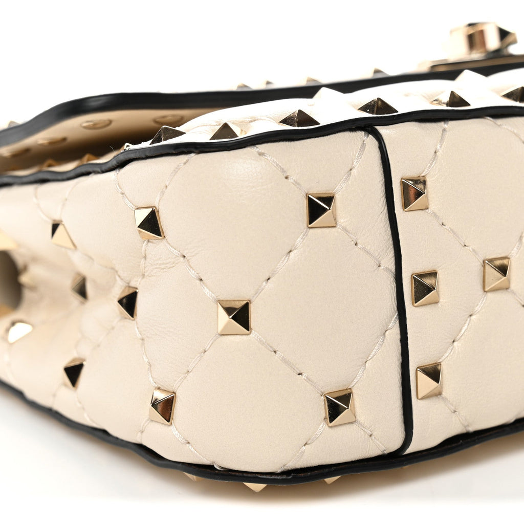 Nappa Small Rockstud Spike Shoulder Bag Light Ivory