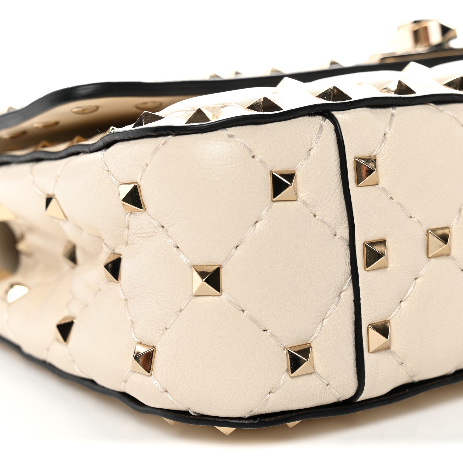Nappa Small Rockstud Spike Shoulder Bag Light Ivory